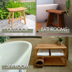 Nordic Teak Dark Shower and Bath Twisted Stool - Dark Brown