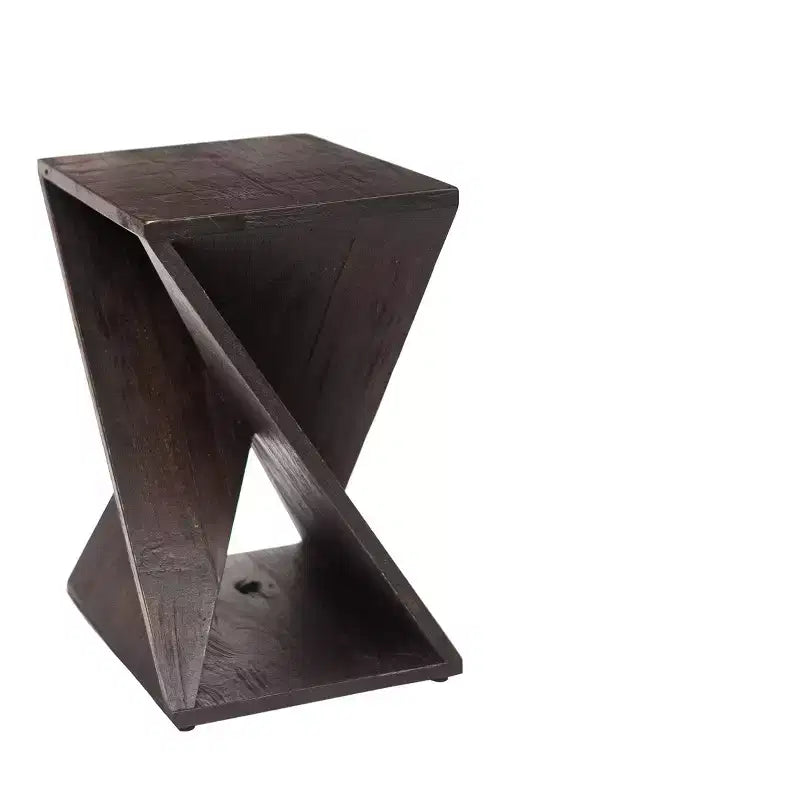 Nordic Teak Dark Shower and Bath Twisted Stool - Dark Brown