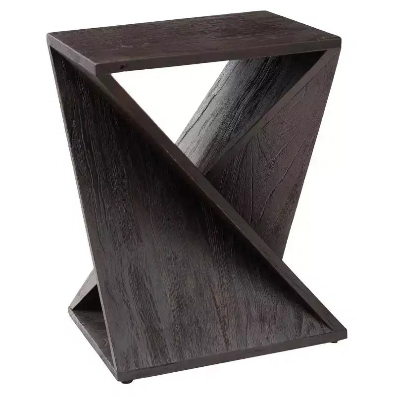 Nordic Teak Dark Shower and Bath Twisted Stool - Dark Brown