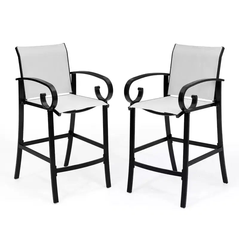 Crestlive Products 27.8'' Counter Height Set of 2 Swivel Bar Stools Aluminum Frame with Sunbrella Fabric