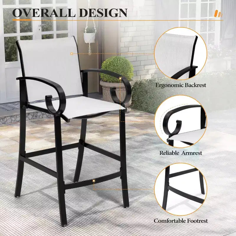 Crestlive Products 27.8'' Counter Height Set of 2 Swivel Bar Stools Aluminum Frame with Sunbrella Fabric