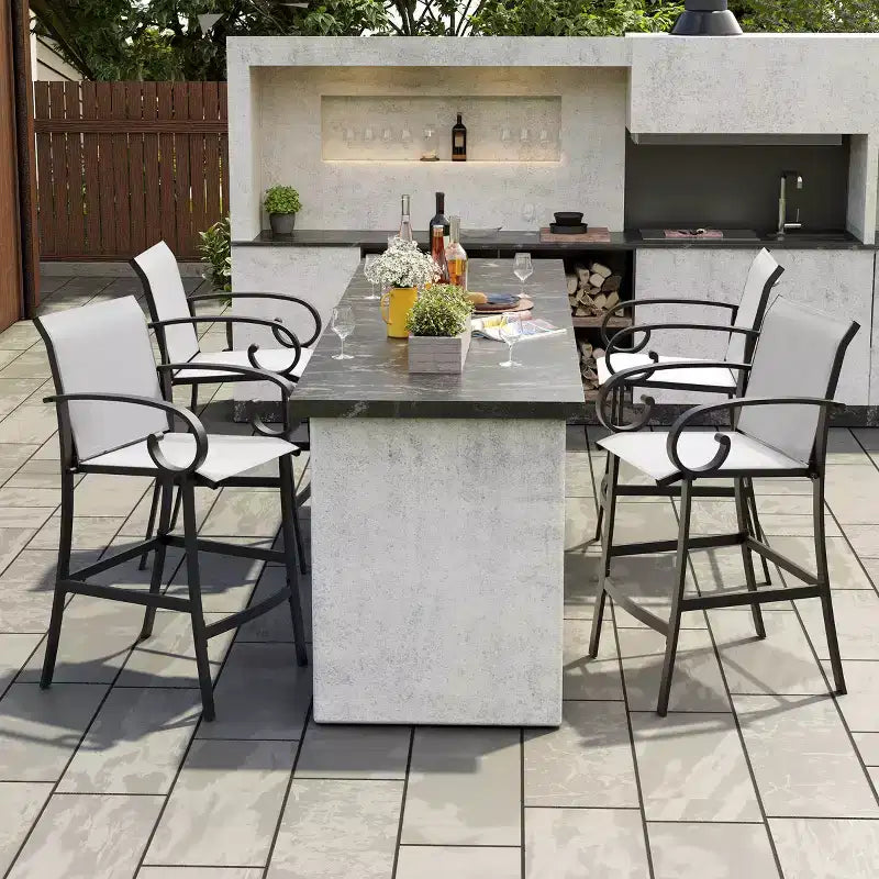 Crestlive Products 27.8'' Counter Height Set of 2 Swivel Bar Stools Aluminum Frame with Sunbrella Fabric