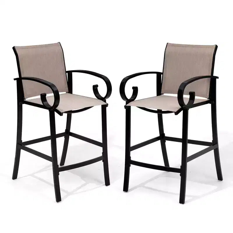 Crestlive Products 27.8'' Counter Height Set of 2 Swivel Bar Stools Aluminum Frame with Sunbrella Fabric