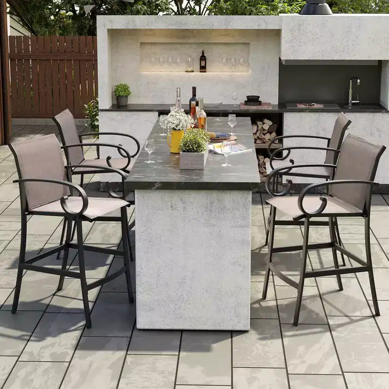 Crestlive Products 27.8'' Counter Height Set of 2 Swivel Bar Stools Aluminum Frame with Sunbrella Fabric