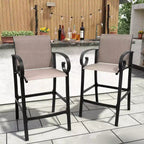 Crestlive Products 27.8'' Counter Height Set of 2 Swivel Bar Stools Aluminum Frame with Sunbrella Fabric