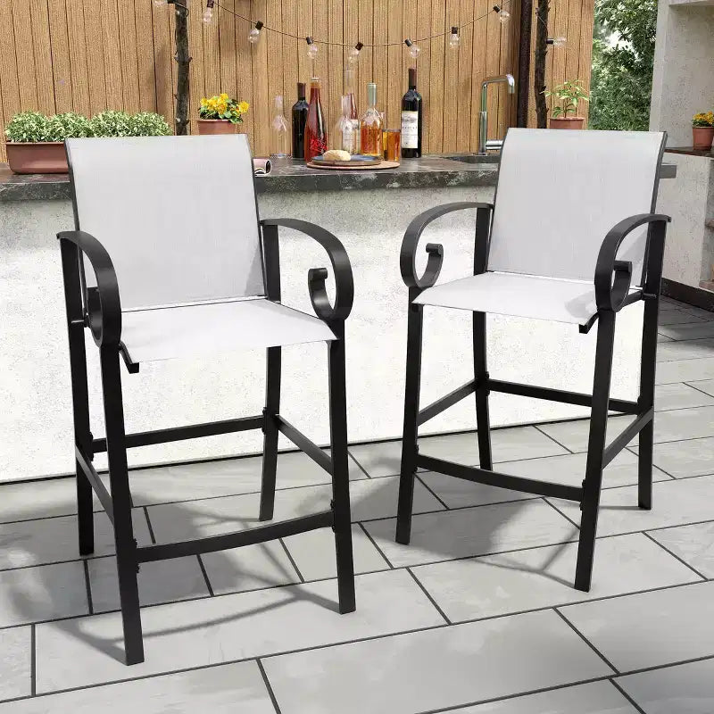 Crestlive Products 27.8'' Counter Height Set of 2 Swivel Bar Stools Aluminum Frame with Sunbrella Fabric