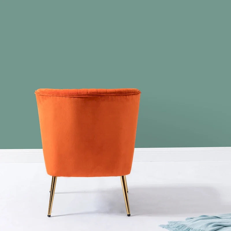 Monica Living Room Armless Accent Comfy Chair with Tufted Back and Metal Legs by HULALA HOME