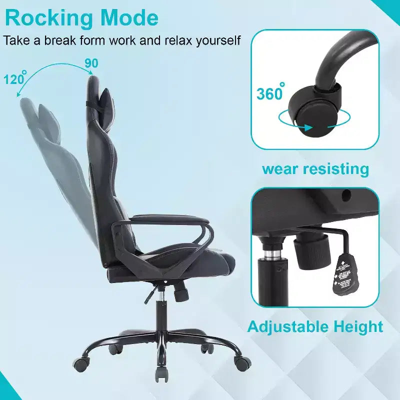 FDW Office Chair Gaming Chair Desk Chair Executive Chair with Lumbar Support Adjustable Stool Swivel Rolling Computer Chair