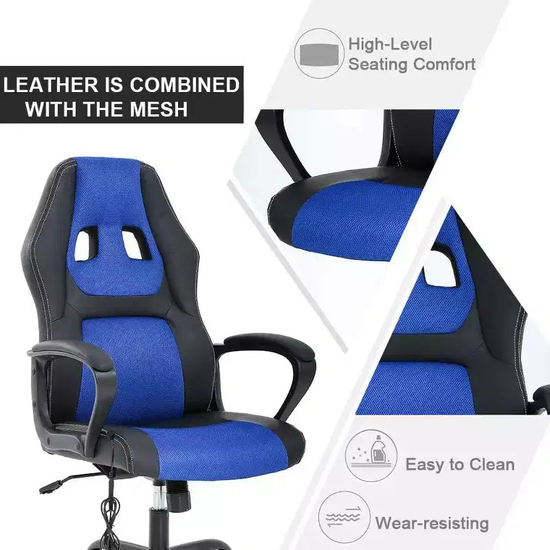 FDW Racing Gaming Chair Home Office Chair Ergonomic Desk Chair Massage PU Leather Computer Chair with Lumbar Support Headrest Armrest