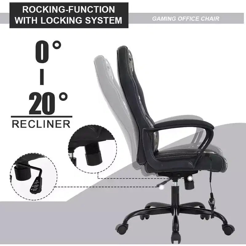 FDW Racing Gaming Chair Home Office Chair Ergonomic Desk Chair Massage PU Leather Computer Chair with Lumbar Support Headrest Armrest