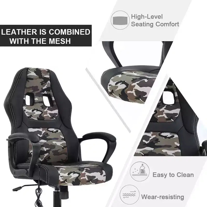 FDW Racing Gaming Chair Home Office Chair Ergonomic Desk Chair Massage PU Leather Computer Chair with Lumbar Support Headrest Armrest