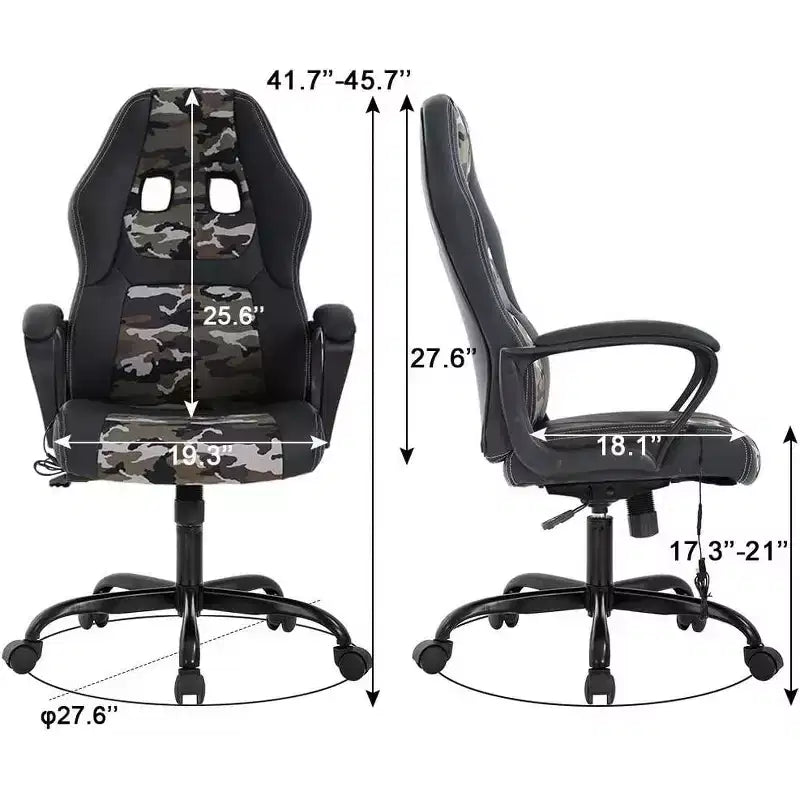 FDW Racing Gaming Chair Home Office Chair Ergonomic Desk Chair Massage PU Leather Computer Chair with Lumbar Support Headrest Armrest