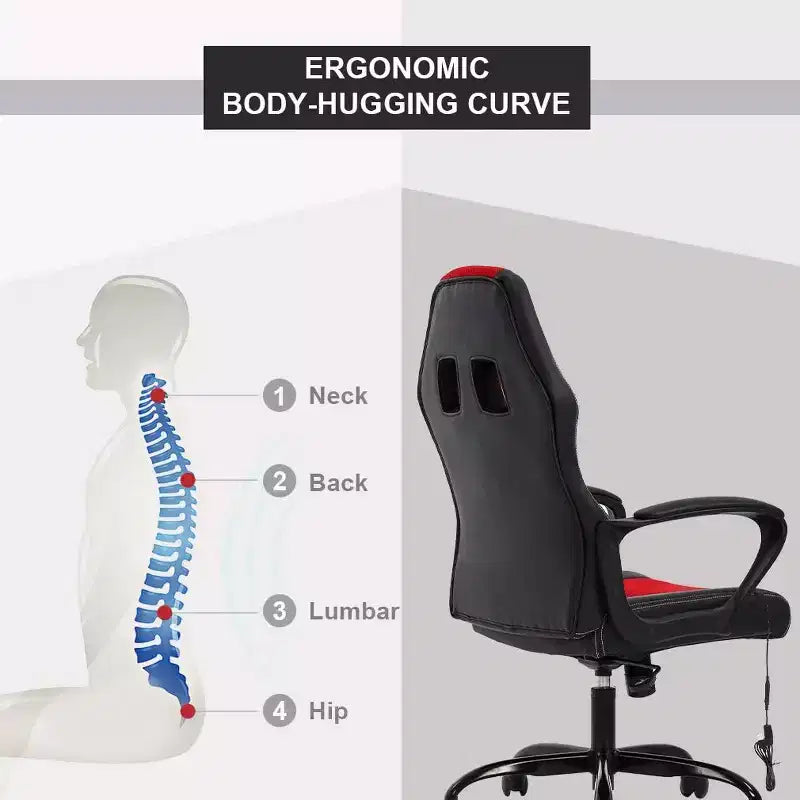 FDW Racing Gaming Chair Home Office Chair Ergonomic Desk Chair Massage PU Leather Computer Chair with Lumbar Support Headrest Armrest