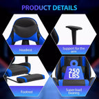FDW Racing Gaming Chair Video Game Chairs with Computer Desk PU Leather Headrest Lumbar Support & 360-Swivel Seat