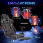 FDW Racing Gaming Chair Video Game Chairs with Computer Desk PU Leather Headrest Lumbar Support & 360-Swivel Seat