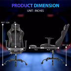 FDW Racing Gaming Chair Video Game Chairs with Computer Desk PU Leather Headrest Lumbar Support & 360-Swivel Seat
