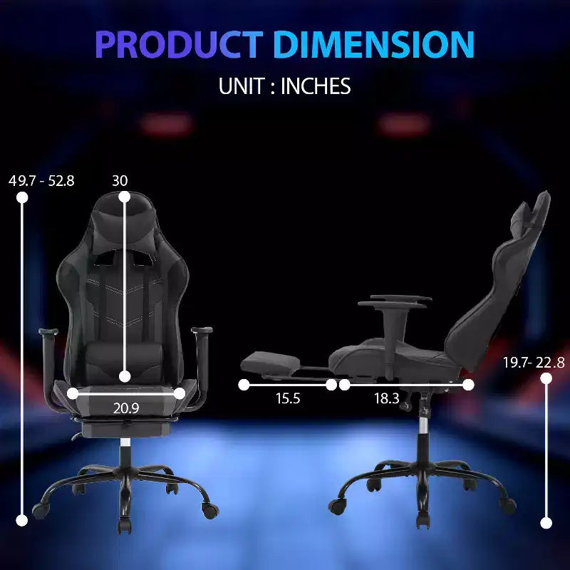 FDW Racing Gaming Chair Video Game Chairs with Computer Desk PU Leather Headrest Lumbar Support & 360-Swivel Seat