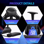 FDW Racing Gaming Chair Video Game Chairs with Computer Desk PU Leather Headrest Lumbar Support & 360-Swivel Seat