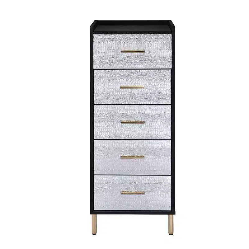 Myles 17" Armoires - Acme Furniture: Metal Frame, 5-Door Jewelry Storage, No Assembly Required
