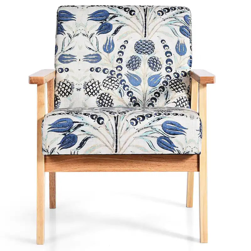 Gymax 2PCS Accent Armchair Upholstered Chair Home Office w/ Wooden - 25 x 26.5 x 32
