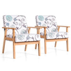 Gymax 2PCS Accent Armchair Upholstered Chair Home Office w/ Wooden - 25 x 26.5 x 32