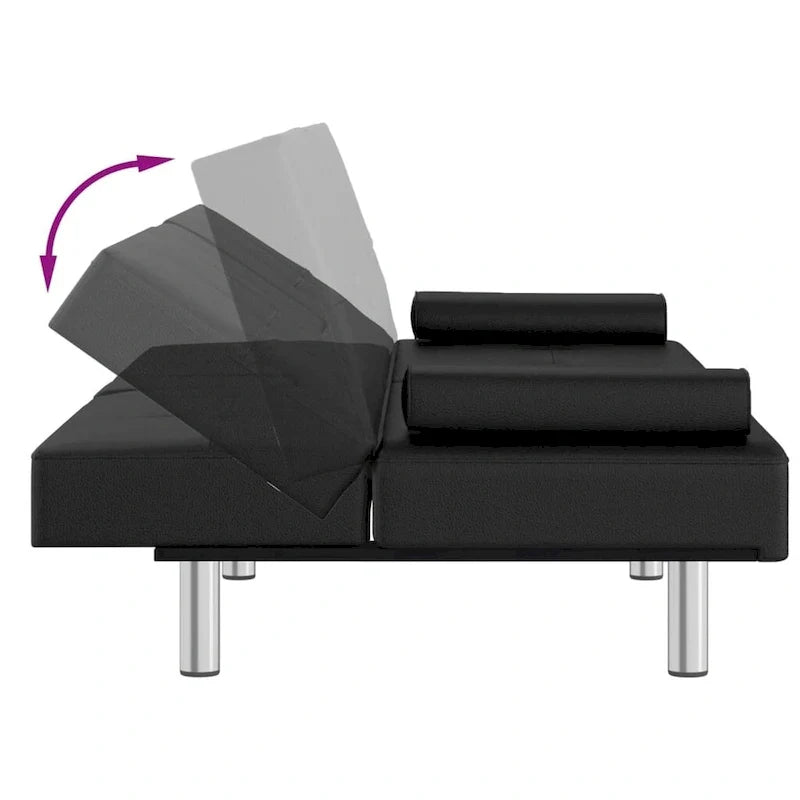 vidaXL Sofa Bed Foldable Sleeper Sofa Couch Bed with Cup Holders Faux Leather - 78.7 x 35 x 27.6