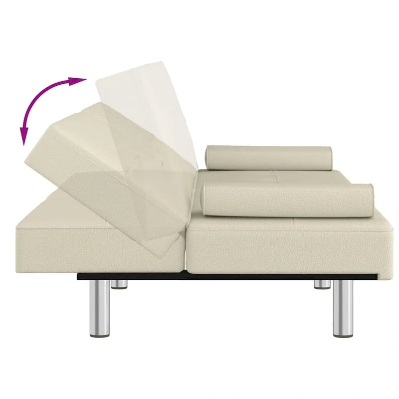 vidaXL Sofa Bed Foldable Sleeper Sofa Couch Bed with Cup Holders Faux Leather - 78.7 x 35 x 27.6