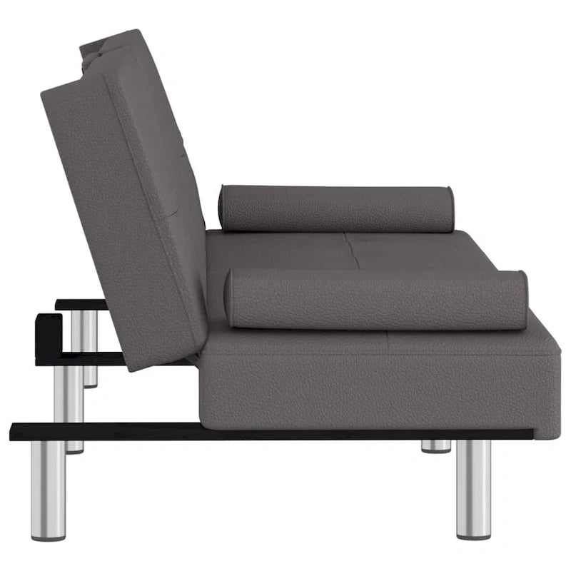 vidaXL Sofa Bed Foldable Sleeper Sofa Couch Bed with Cup Holders Faux Leather - 78.7 x 35 x 27.6