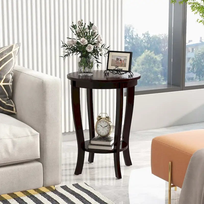 Costway 2 PCS 2-Tier End Table 18 Round Compact Sofa Side Nightstand - See Details