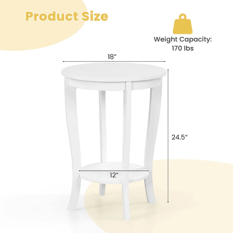 Costway 2 PCS 2-Tier End Table 18 Round Compact Sofa Side Nightstand - See Details