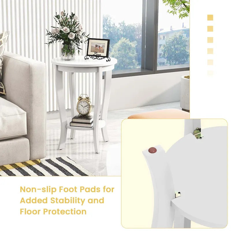 Costway 2 PCS 2-Tier End Table 18 Round Compact Sofa Side Nightstand - See Details