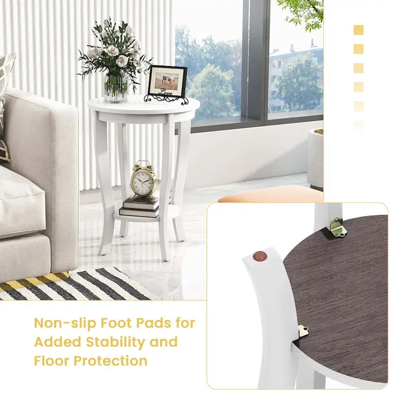 Costway 2 PCS 2-Tier End Table 18 Round Compact Sofa Side Nightstand - See Details