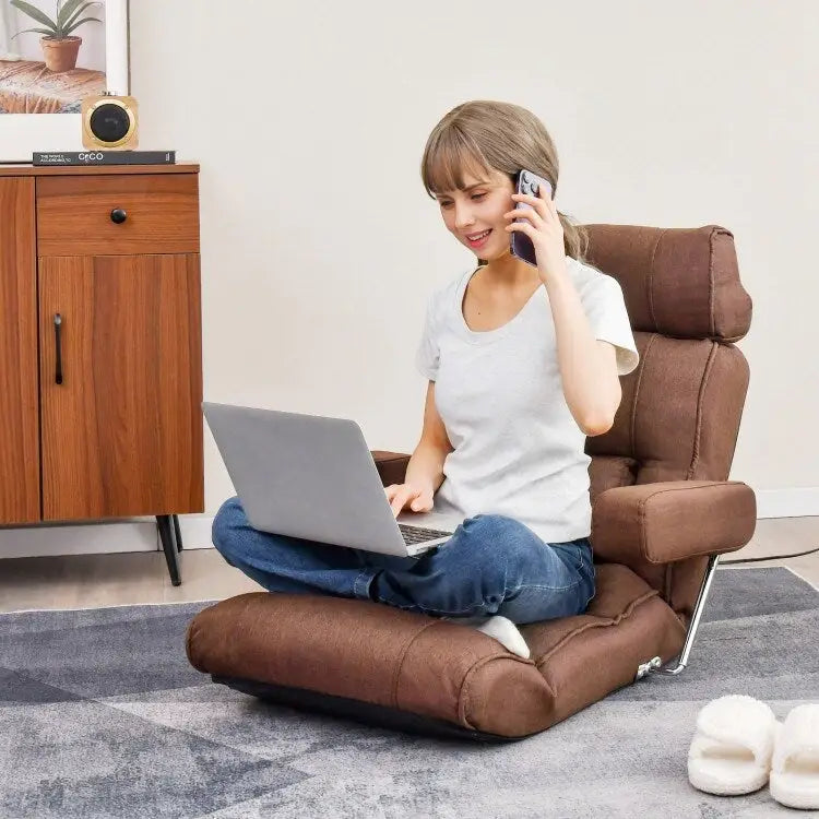 Adjustable Folding Sofa Chair with 6 Position Stepless Back - 31.5x 28.5 x 29.5