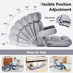 Adjustable Folding Sofa Chair with 6 Position Stepless Back - 31.5x 28.5 x 29.5