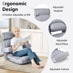 Adjustable Folding Sofa Chair with 6 Position Stepless Back - 31.5x 28.5 x 29.5