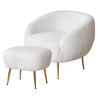 Modern Barrel Accent Chair with Ottoman Comfortable and Stylish Seating for Small Spaces - 31.4 (L) x 29.5 (W) x 25.6 (H)