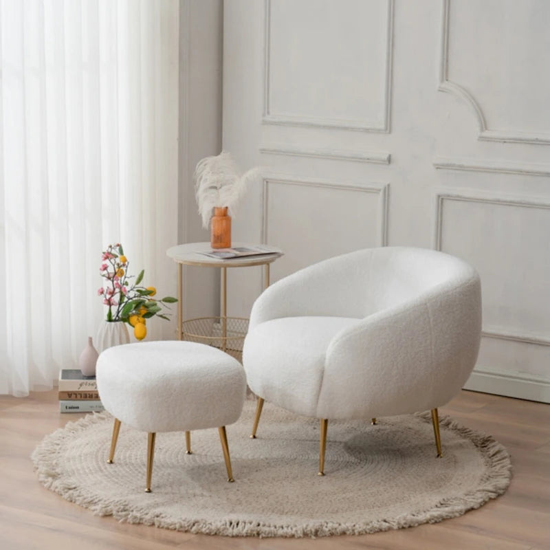 Modern Barrel Accent Chair with Ottoman Comfortable and Stylish Seating for Small Spaces - 31.4 (L) x 29.5 (W) x 25.6 (H)