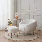 Modern Barrel Accent Chair with Ottoman Comfortable and Stylish Seating for Small Spaces - 31.4 (L) x 29.5 (W) x 25.6 (H)
