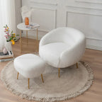 Modern Barrel Accent Chair with Ottoman Comfortable and Stylish Seating for Small Spaces - 31.4 (L) x 29.5 (W) x 25.6 (H)