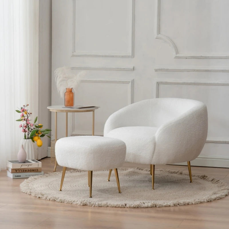 Modern Barrel Accent Chair with Ottoman Comfortable and Stylish Seating for Small Spaces - 31.4 (L) x 29.5 (W) x 25.6 (H)