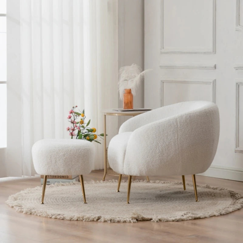 Modern Barrel Accent Chair with Ottoman Comfortable and Stylish Seating for Small Spaces - 31.4 (L) x 29.5 (W) x 25.6 (H)