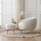 Modern Barrel Accent Chair with Ottoman Comfortable and Stylish Seating for Small Spaces - 31.4 (L) x 29.5 (W) x 25.6 (H)