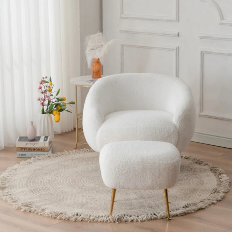 Modern Barrel Accent Chair with Ottoman Comfortable and Stylish Seating for Small Spaces - 31.4 (L) x 29.5 (W) x 25.6 (H)