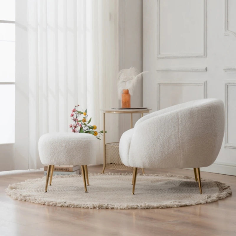 Modern Barrel Accent Chair with Ottoman Comfortable and Stylish Seating for Small Spaces - 31.4 (L) x 29.5 (W) x 25.6 (H)
