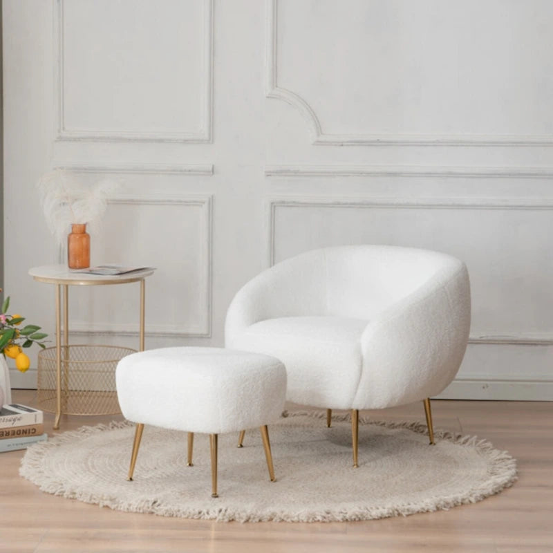 Modern Barrel Accent Chair with Ottoman Comfortable and Stylish Seating for Small Spaces - 31.4 (L) x 29.5 (W) x 25.6 (H)