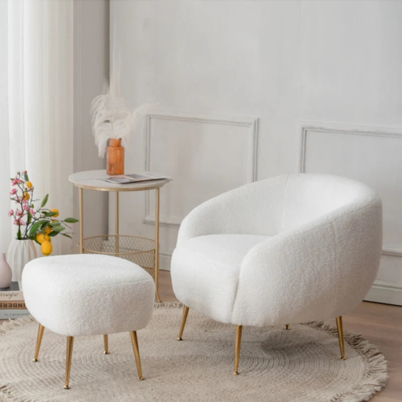 Modern Barrel Accent Chair with Ottoman Comfortable and Stylish Seating for Small Spaces - 31.4 (L) x 29.5 (W) x 25.6 (H)