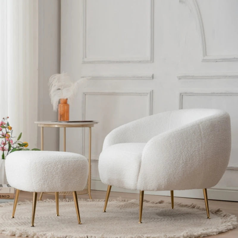 Modern Barrel Accent Chair with Ottoman Comfortable and Stylish Seating for Small Spaces - 31.4 (L) x 29.5 (W) x 25.6 (H)