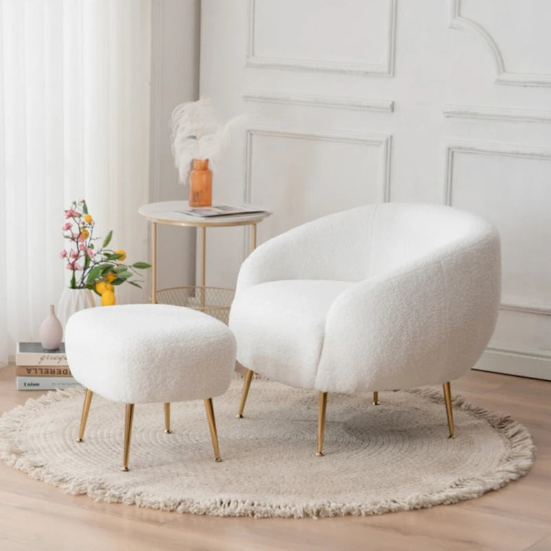 Modern Barrel Accent Chair with Ottoman Comfortable and Stylish Seating for Small Spaces - 31.4 (L) x 29.5 (W) x 25.6 (H)
