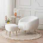 Modern Barrel Accent Chair with Ottoman Comfortable and Stylish Seating for Small Spaces - 31.4 (L) x 29.5 (W) x 25.6 (H)