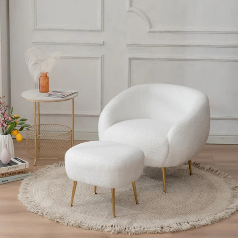 Modern Barrel Accent Chair with Ottoman Comfortable and Stylish Seating for Small Spaces - 31.4 (L) x 29.5 (W) x 25.6 (H)